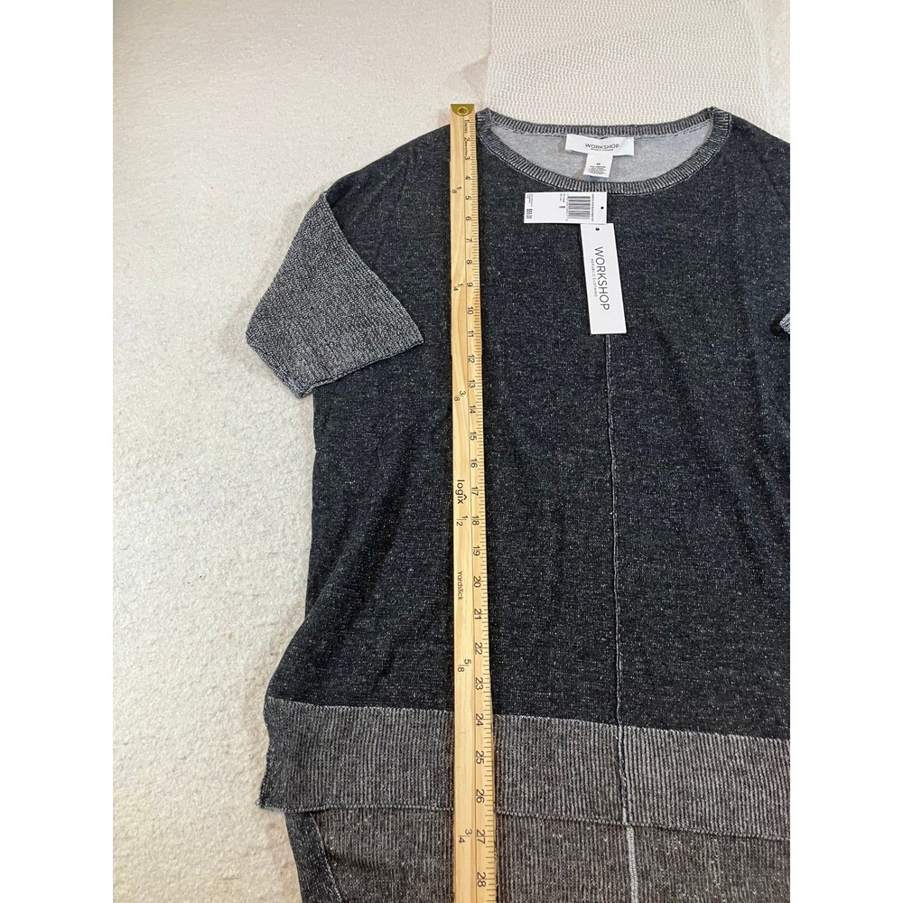 Workshop Womens Grey Knit Short Sleeve Top Size Medium NWT Charcoal Crewneck - Picture 4 of 6